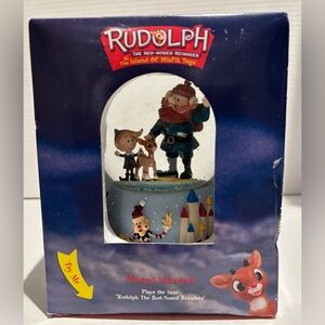 Vintage 2000’s Rudolph Reindeer Island Of Misfit Toys MUSICAL SNOW GLOBE Enesco
